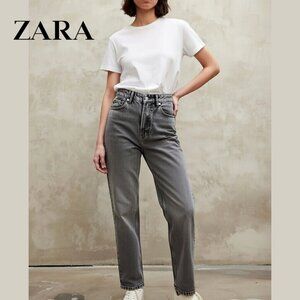 Zara Gray Straight Leg Denim Jeans - Charcoal Wash - Size 4